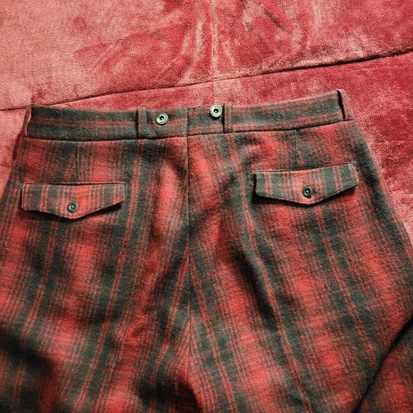 Vintage Woolrich Buffalo Red Black Plaid Hunting Pants Size 40 - Picture 8 of 9
